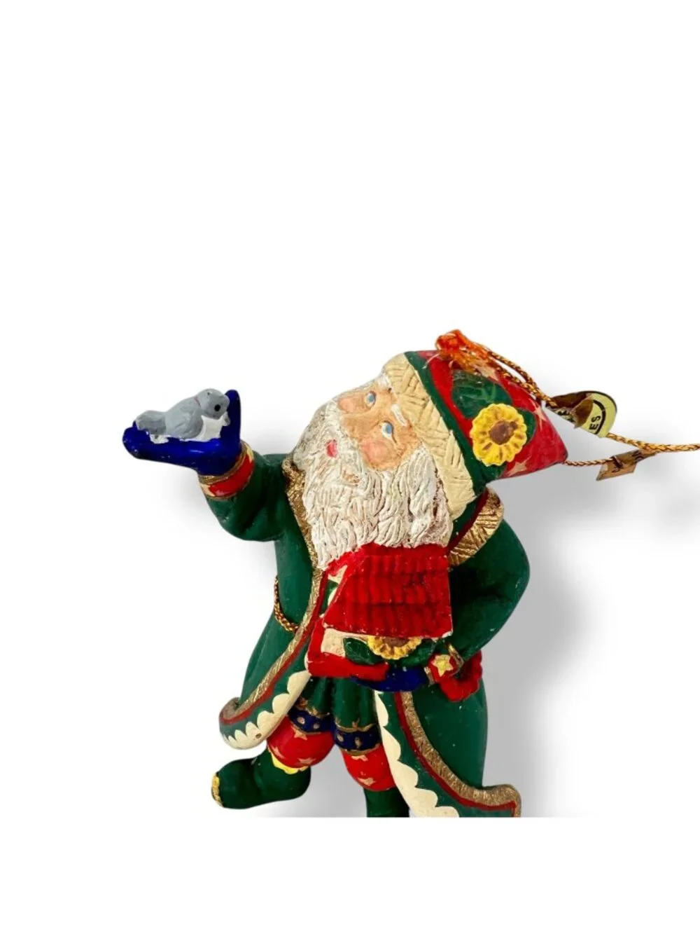 J.A. Griffith 1997 Vintage Santa Figure Bird Birdhouse Sunflower Signed Ornament